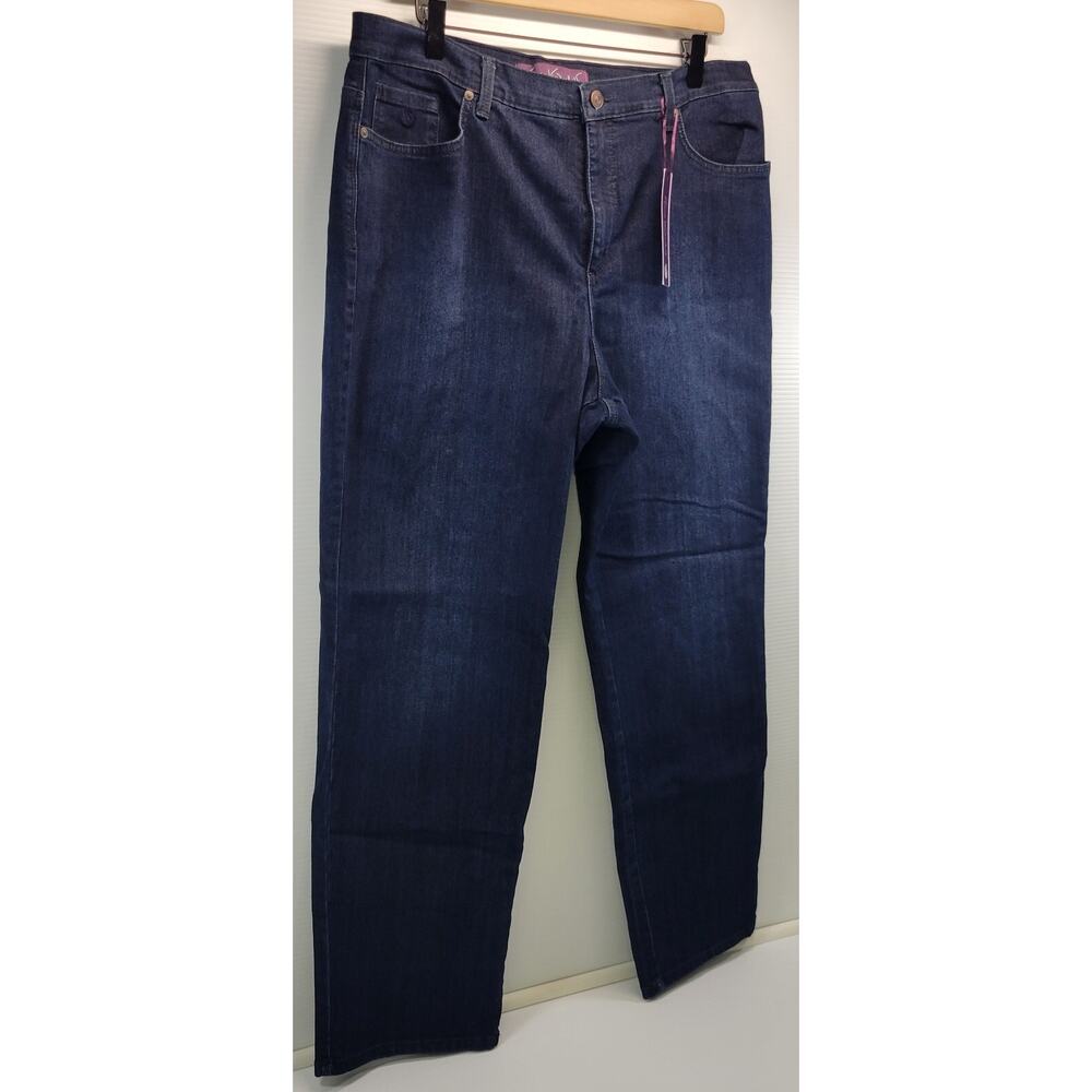 L32) Women's Gloria Vanderbilt Amanda Blue Slimming Jeans Pants Size 16 Short - Picture 2 of 14